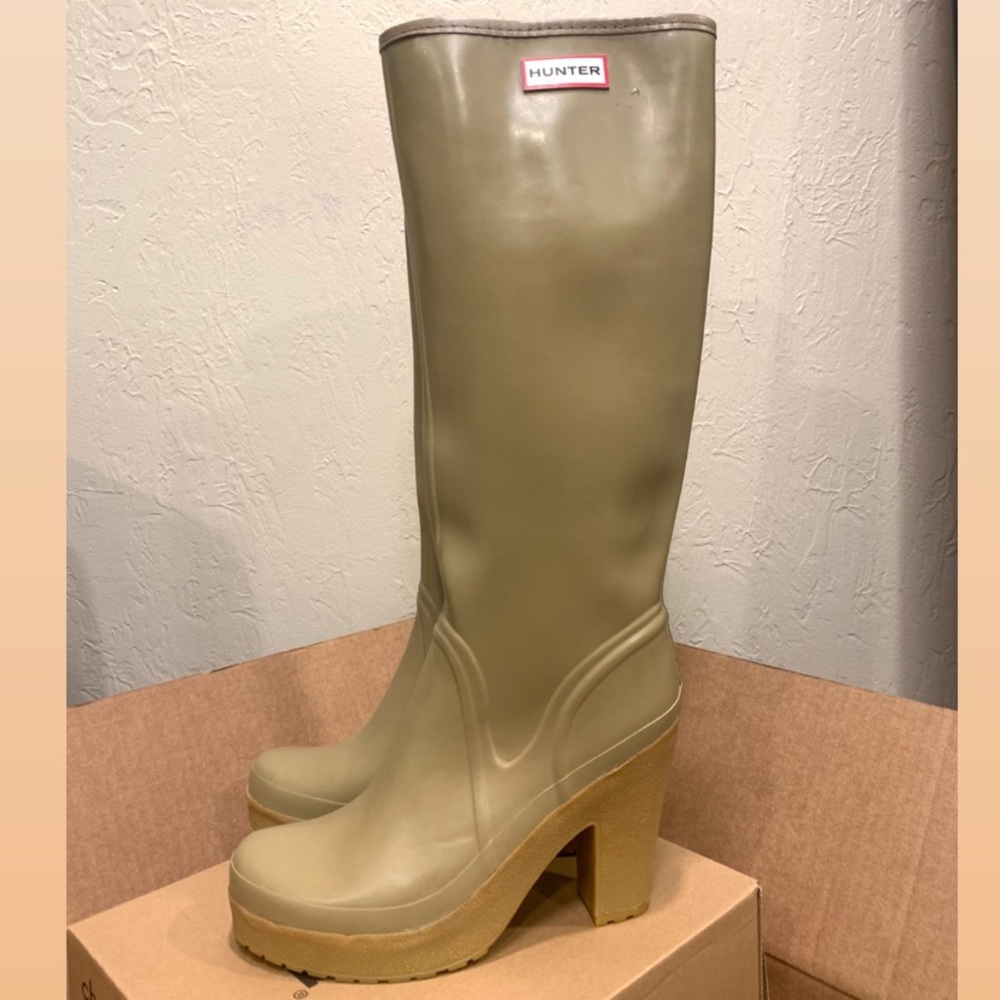 Tan Hunter Lonny High Heel Rain Boots